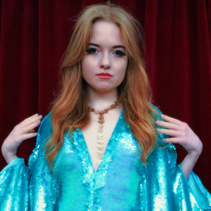 Electric Ice Queen Flip Sequin V-Neck Kaftan Gown