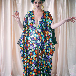 No.49 Go big or go home - multicoloured irregular circles kaftan gown