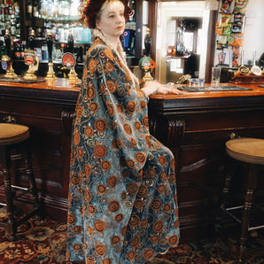 Beautiful velvet lace with sequins and pattered crochet lace - Grey brown Circles