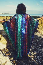 Load image into Gallery viewer, Siren Sequins - royal blue, Ruby Red, aqua green and pale gold- Slash Neck
