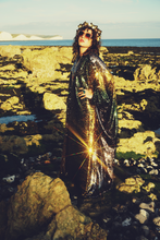 Load image into Gallery viewer, Siren Sequins - sequins in Bottle Green, Gunmetal Grey and Gold - Slash -neck
