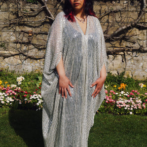Semi sheer square Sequin Kaftan Dress (no ribbons)
