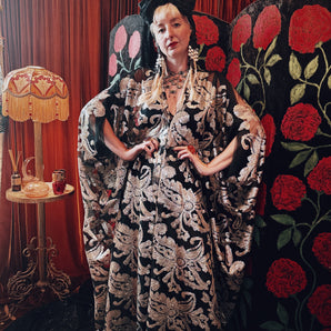 Moonlit Tapestry Sequin V-Neck Kaftan Gown