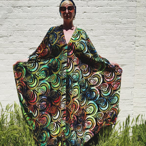 Ours is the Magic, Ours is the Power Burnout Velvet Kaftan Coral/Lime