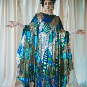 No.50 The mothership - iridescent holographic patterned sequin kaftan gown