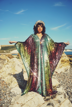Load image into Gallery viewer, Siren Sequins - sequins in matte mint, baby pink, red and gold  - V-Neck

