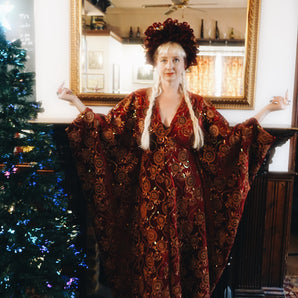 Beautiful velvet lace with sequins and pattered crochet lace -red and Brown squares