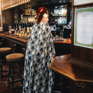 Beautiful velvet lace with sequins and pattered crochet lace - teal Diamond