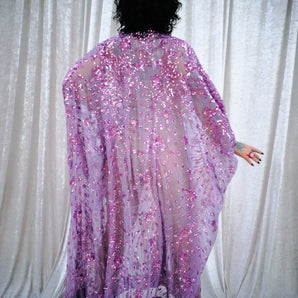 Lilac Obsession Sheer Sequin V-Neck Kaftan Gown