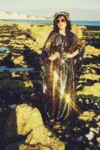 Load image into Gallery viewer, Siren Sequins - sequins in Bottle Green, Gunmetal Grey and Gold - Slash -neck
