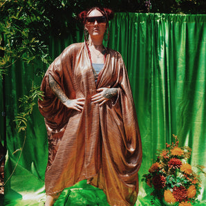 Golden Dunes Midi Open Kimono Robe