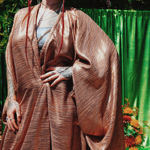 Golden Dunes Midi Open Kimono Robe