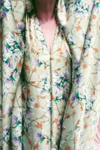 Load image into Gallery viewer, Green Floral / Leafy Print silky satin Kaftan Dress
