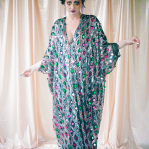 No.40… Fortune Tella….sequin multi-coloured V- Neck kaftan Gown