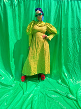 Load image into Gallery viewer, *VINTAGE* Green puff sleeved high collar costume Dress
