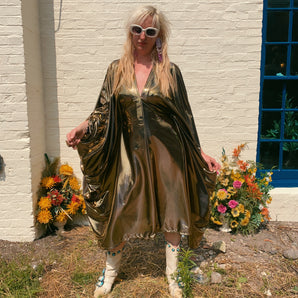 Liquid Gold metallic Midi Kaftan Dress