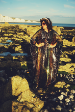 Load image into Gallery viewer, Siren Sequins - sequins in Bottle Green, Gunmetal Grey and Gold - Slash -neck
