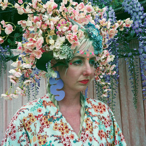 Pink Cherry Blossom floral Crown with Embellishments