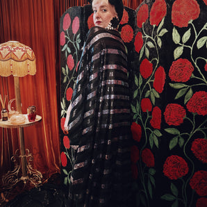 Silver sliver black and gold Sequin V-Neck Kaftan Gown