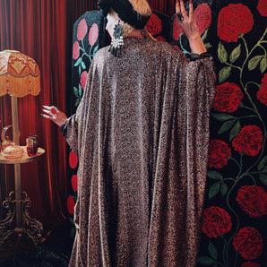 Bronze Shimmer holographic Sequin V-Neck Kaftan Gown