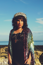 Load image into Gallery viewer, Siren Sequins - matte mint, baby pink, red and gold - Kimono Robe
