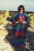 Load image into Gallery viewer, Siren Sequins - royal blue, Ruby Red, aqua green and pale gold - ROUND Neck
