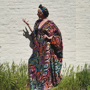 Ours is the Magic, Ours is the Power Burnout Velvet Kaftan Coral/Purple