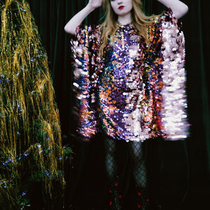 Pink & Purple Confetti Sequin Mini Kaftan
