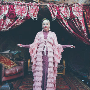 Dewdrop Lace lace up Robe in Dusky Pink - PRE-ORDER