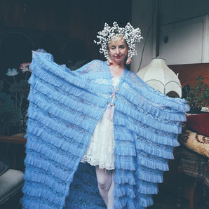 Dewdrop Lace lace up Robe in Cornflower Blue - PRE-ORDER