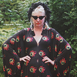 Slinky Malinky Flaming Eyeballs V-neck Kaftan Gown