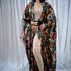 Gold Digger Printed Velvet Kimono Robe or Kaftan Gown