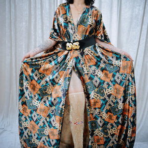 Gold Digger Printed Velvet Kimono Robe or Kaftan Gown