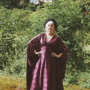 Shiny Purple Snakeskin Velvet kaftan Gown