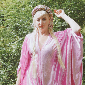 Effortless Velvet Ballerina Pink kaftan Gown