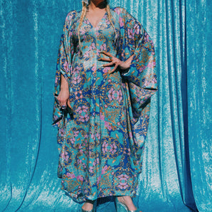 Queen of Sheba Lurex Zig-Zag Hot Pink Lurex Kaftan