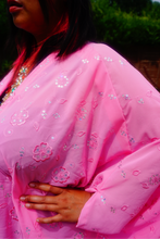 Load image into Gallery viewer, Pink Chiffon holpgraphic Sequin Kaftan Gown / Kimono Robe
