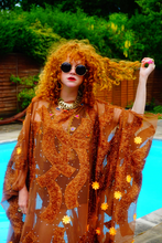 Load image into Gallery viewer, Brown Sheer Lurex 70s Sparkle Kaftan Gown
