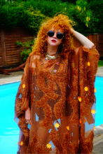 Load image into Gallery viewer, Brown Sheer Lurex 70s Sparkle Kaftan Gown

