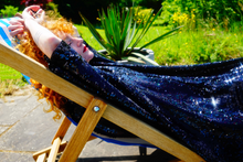 Load image into Gallery viewer, Petrol Black Holographic Sequin Maxi Kaftan Gown / Mini Kaftan / Kimono Robe
