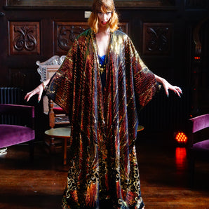 Exquiste Gold Iridecent Velvet Sequin Kimono Robe