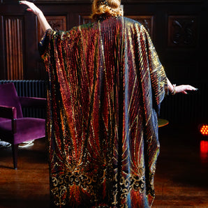 Exquiste Gold Iridecent Velvet Sequin Kimono Robe