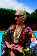 Load image into Gallery viewer, Rainbow Waterfall Sparkle Sequin Kaftan Gown / Kimono Robe
