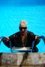 Load image into Gallery viewer, Gold and Black Lurex Sparkle Sequin Kaftan Gown / Kimono Robe
