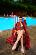 Load image into Gallery viewer, Luxury Red/Orange Sparkle Holographic Sequin Kaftan Gown / Kimono Robe
