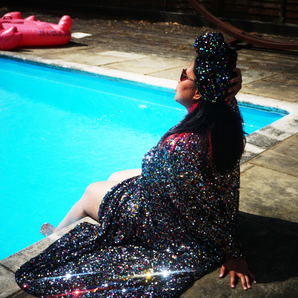 Multicoloured Sparkle Sequin Kaftan Gown / Kimono Robe