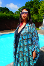 Load image into Gallery viewer, Luxury Aqua Mint Sparkle Holographic Sequin Kaftan Gown / Kimono Robe
