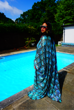 Load image into Gallery viewer, Luxury Aqua Mint Sparkle Holographic Sequin Kaftan Gown / Kimono Robe

