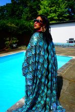 Load image into Gallery viewer, Luxury Aqua Mint Sparkle Holographic Sequin Kaftan Gown / Kimono Robe

