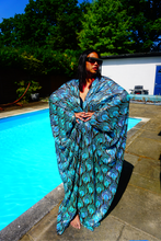 Load image into Gallery viewer, Luxury Aqua Mint Sparkle Holographic Sequin Kaftan Gown / Kimono Robe
